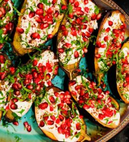 Berenjenas al Horno con Yogurt y Granadas