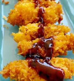 Erizos frito con Panko y salsa de anguila